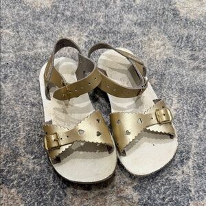 Charming Gold Kids Sandals with Heart Cutouts